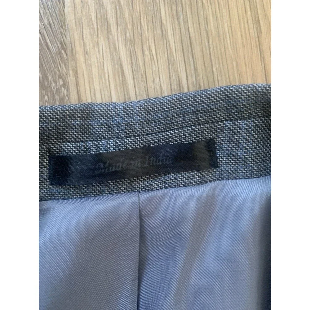 Lauren Ralph Lauren Sport Coat Men's 42L Silk & Wool Grey Blue Windowpane Blazer